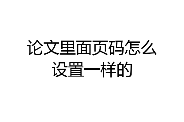 论文里面页码怎么设置一样的