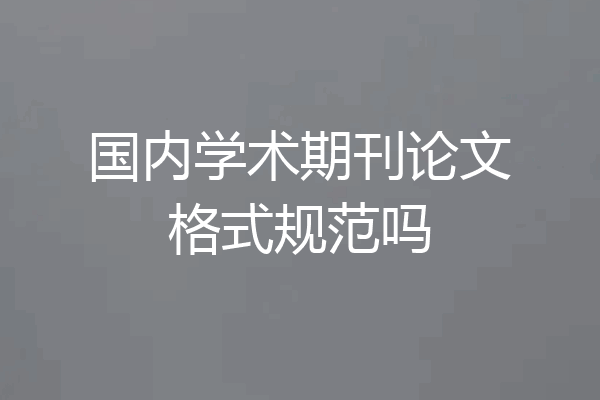 国内学术期刊论文格式规范吗