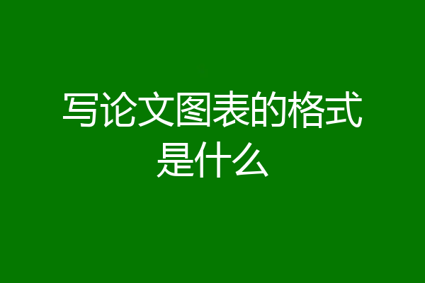 写论文图表的格式是什么