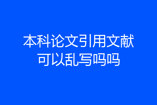 本科论文引用文献可以乱写吗吗
