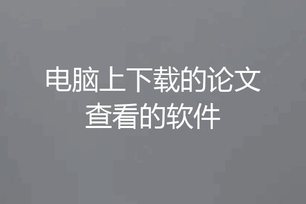 电脑上下载的论文查看的软件