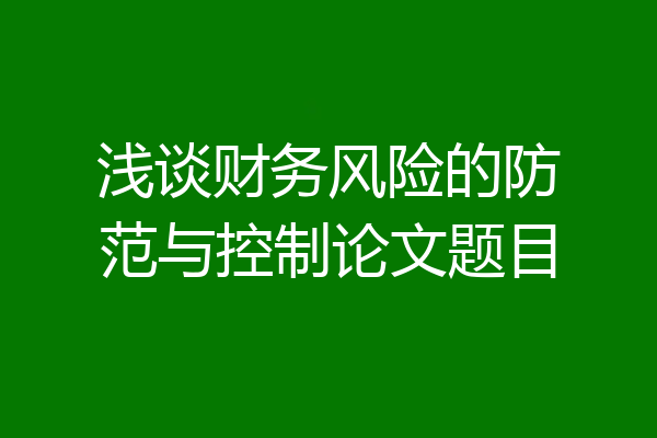 浅谈财务风险的防范与控制论文题目