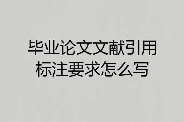 毕业论文文献引用标注要求怎么写