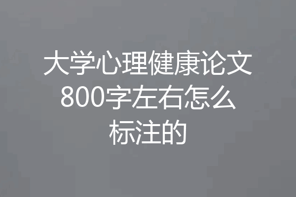 大学心理健康论文800字左右怎么标注的