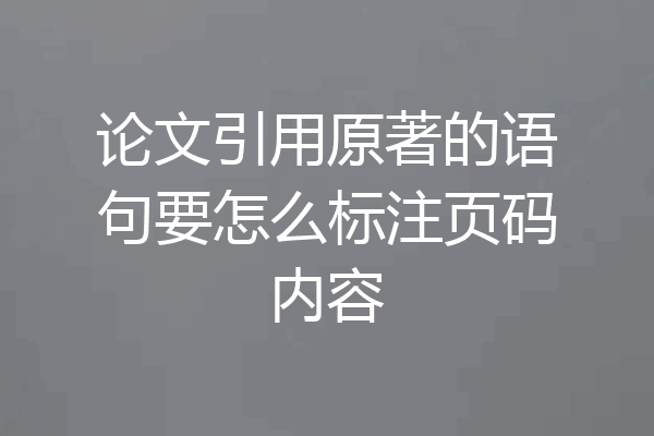 论文引用原著的语句要怎么标注页码内容