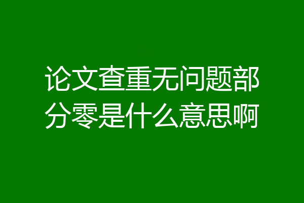 论文查重无问题部分零是什么意思啊