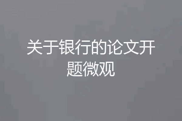 关于银行的论文开题微观
