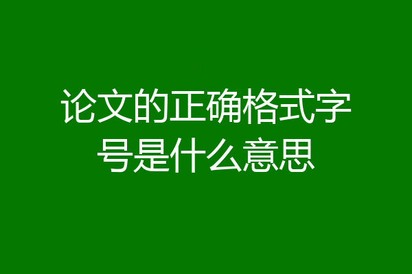论文的正确格式字号是什么意思