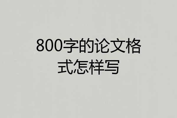 800字的论文格式怎样写
