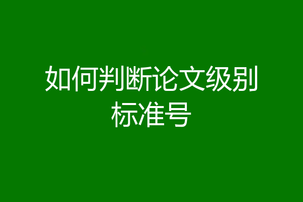 如何判断论文级别标准号