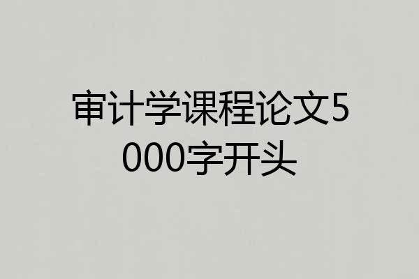 审计学课程论文5000字开头