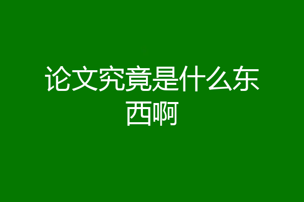 论文究竟是什么东西啊