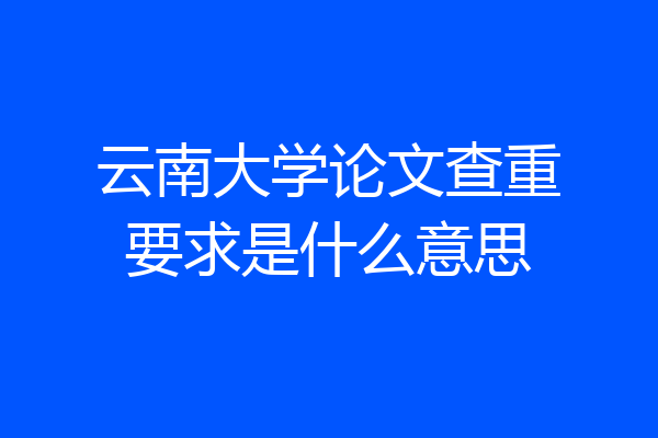 云南大学论文查重要求是什么意思