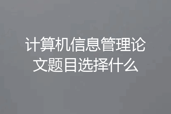 计算机信息管理论文题目选择什么