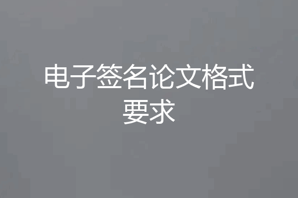 电子签名论文格式要求