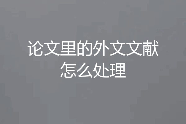 论文里的外文文献怎么处理