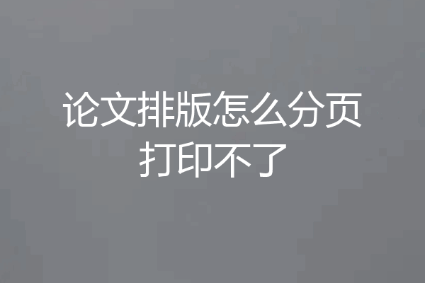 论文排版怎么分页打印不了