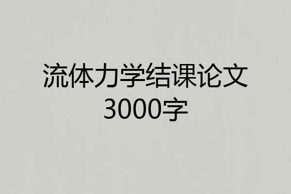 流体力学结课论文3000字