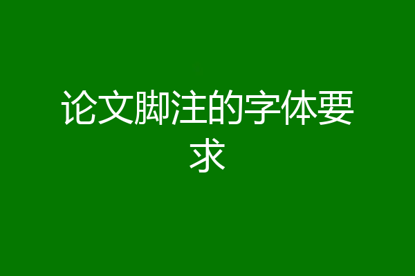 论文脚注的字体要求