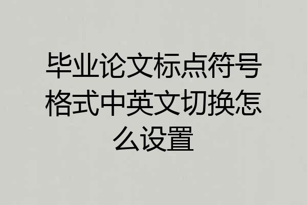 毕业论文标点符号格式中英文切换怎么设置