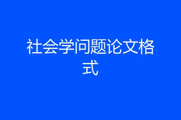 社会学问题论文格式