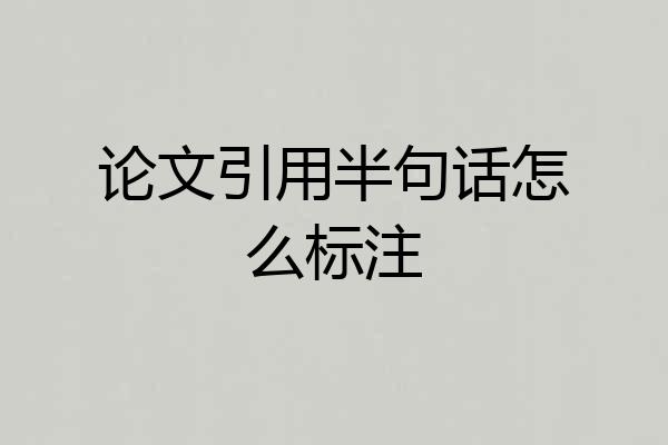 论文引用半句话怎么标注