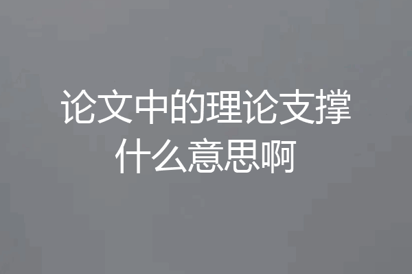 论文中的理论支撑什么意思啊
