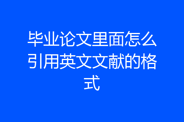 毕业论文里面怎么引用英文文献的格式