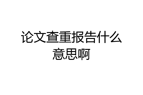 论文查重报告什么意思啊