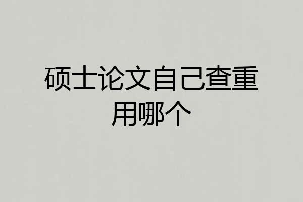 硕士论文自己查重用哪个