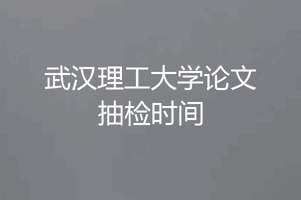 武汉理工大学论文抽检时间