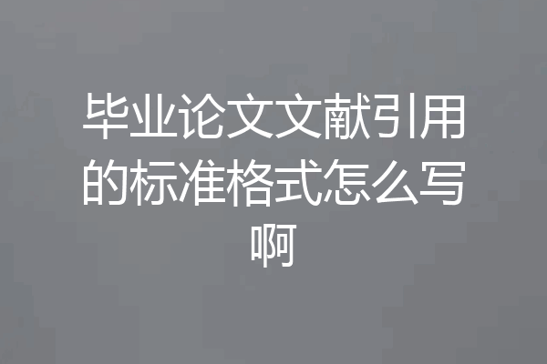 毕业论文文献引用的标准格式怎么写啊