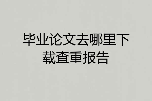 毕业论文去哪里下载查重报告