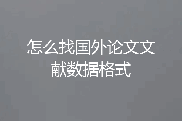 怎么找国外论文文献数据格式
