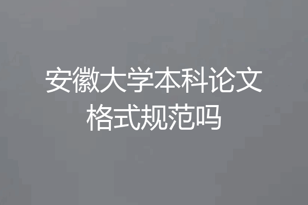 安徽大学本科论文格式规范吗