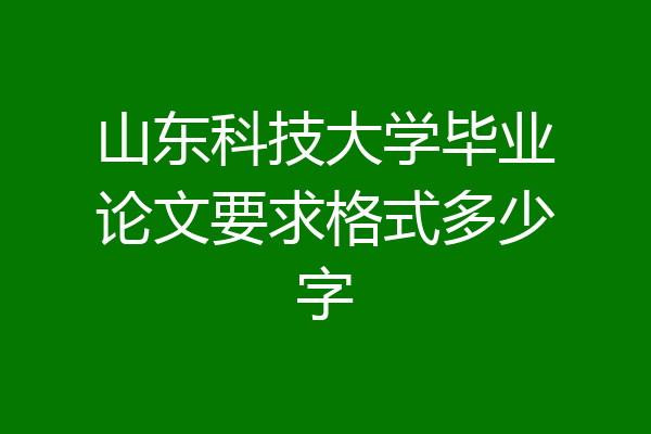 山东科技大学毕业论文要求格式多少字