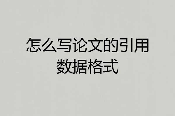 怎么写论文的引用数据格式