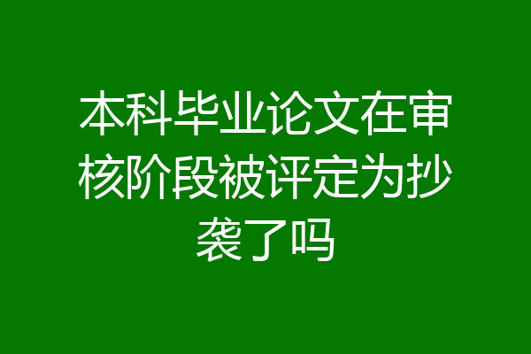 本科毕业论文在审核阶段被评定为抄袭了吗