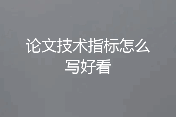 论文技术指标怎么写好看