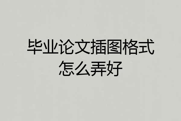 毕业论文插图格式怎么弄好