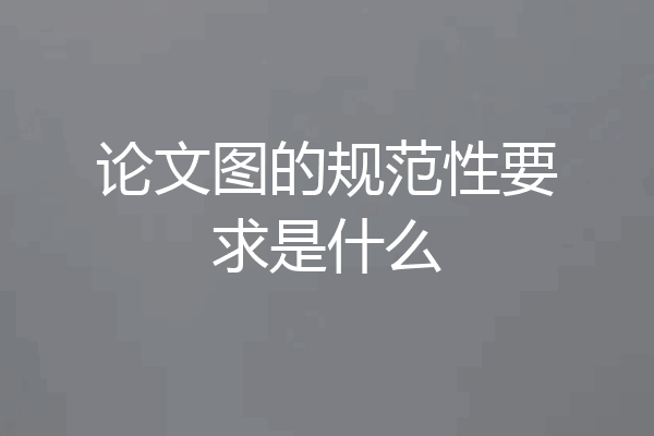 论文图的规范性要求是什么