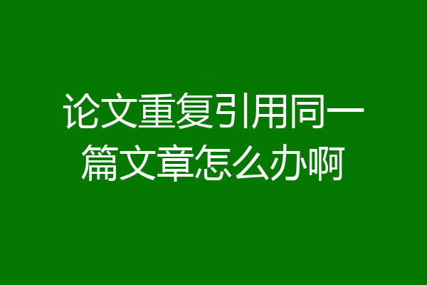 论文重复引用同一篇文章怎么办啊