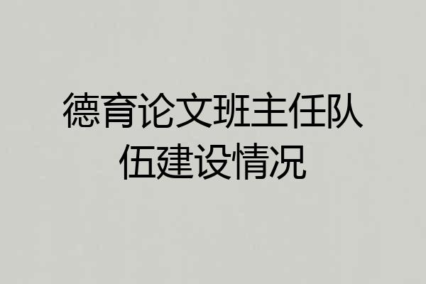 德育论文班主任队伍建设情况