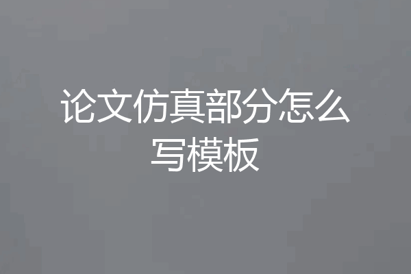 论文仿真部分怎么写模板
