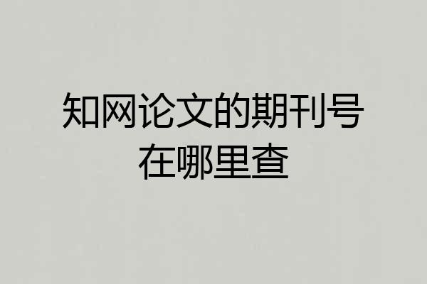 知网论文的期刊号在哪里查