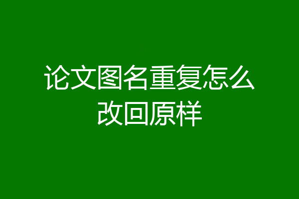 论文图名重复怎么改回原样