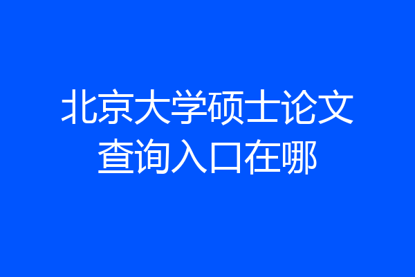 北京大学硕士论文查询入口在哪