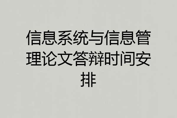信息系统与信息管理论文答辩时间安排