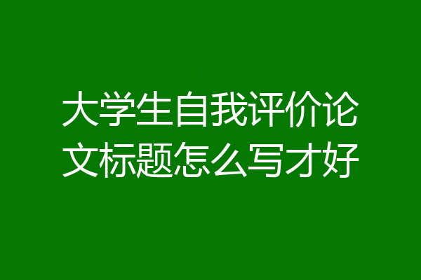 大学生自我评价论文标题怎么写才好