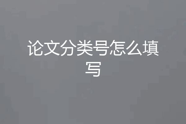 论文分类号怎么填写